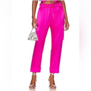 NEW Cami NYC Carmen Silk Cargo Pants Neon Pink Size XS